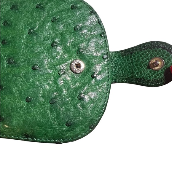 Genuine Ostrich Leather Bifold Wallet – Stunning Green, Pristine Condition! - Picture 4 of 10